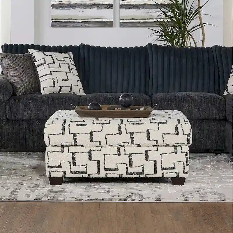 Roundhill Furniture Nason Canapé sectionnel à méridienne en velours côtelé à grosses côtes avec fauteuil et ottoman
