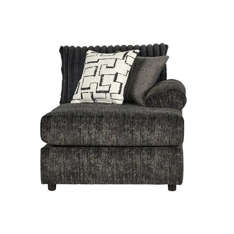 Roundhill Furniture Nason Canapé sectionnel à méridienne en velours côtelé à grosses côtes avec fauteuil et ottoman