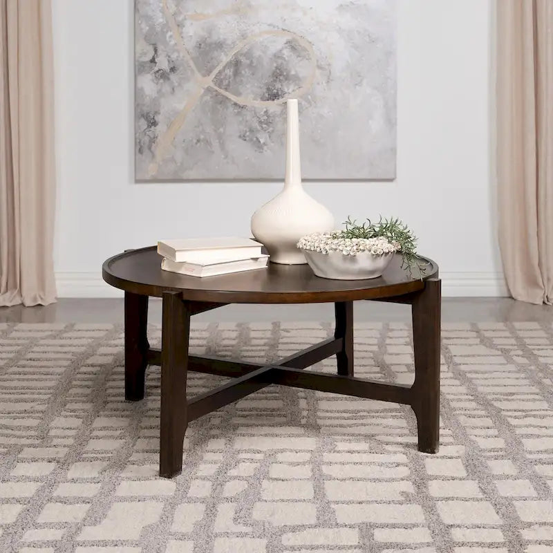 Table basse ronde Mavis marron foncé