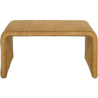 Table basse carrée en rotin de 91 cm, bords arrondis, marron texturé naturel