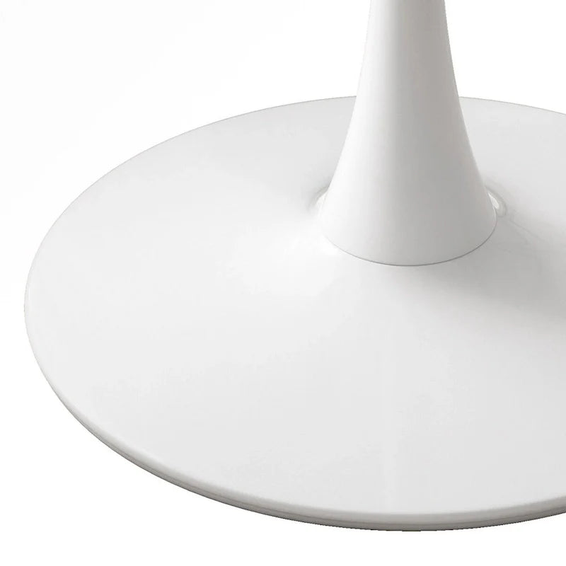 Table à manger ronde moderne 32 pouces à base en métal avec plateau en MDF