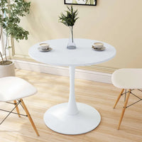 Table à manger ronde moderne 32 pouces à base en métal avec plateau en MDF