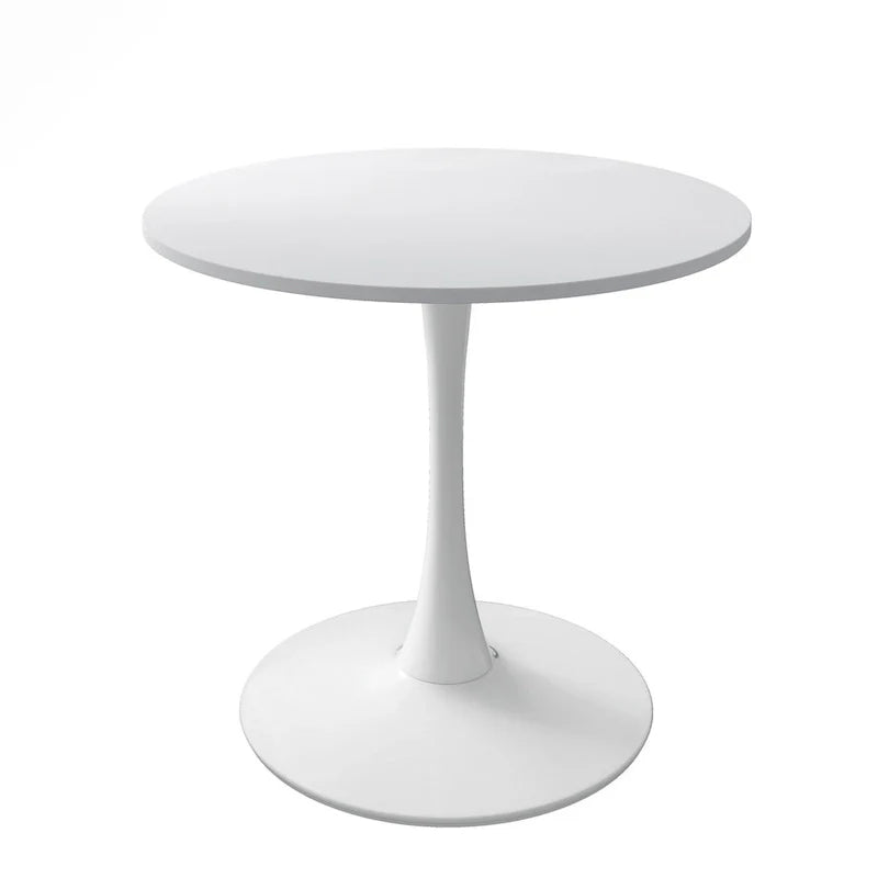 Table à manger ronde moderne 32 pouces à base en métal avec plateau en MDF