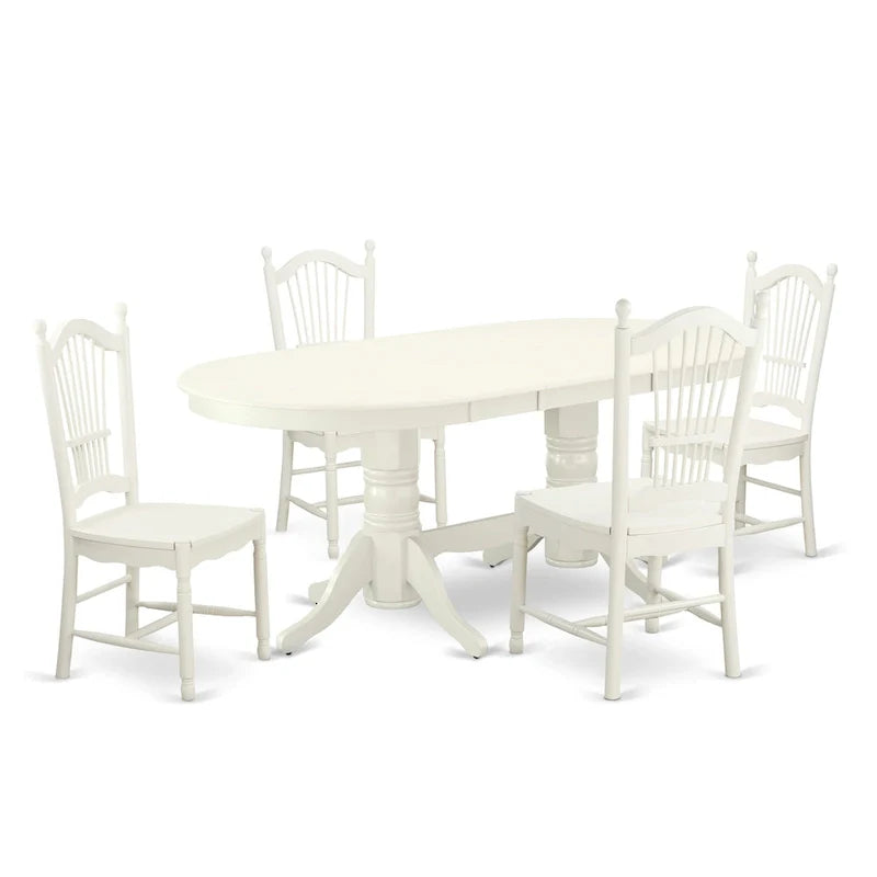 Ensemble de salle à manger East West Furniture - une table à manger ovale et chaises à assise en bois, blanc lin (options de pièces)