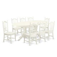 Ensemble de salle à manger East West Furniture - une table à manger ovale et chaises à assise en bois, blanc lin (options de pièces)