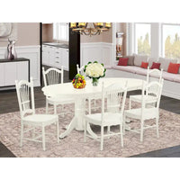 Ensemble de salle à manger East West Furniture - une table à manger ovale et chaises à assise en bois, blanc lin (options de pièces)