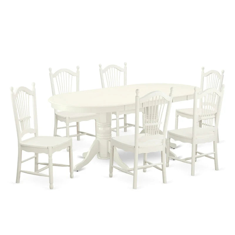 Ensemble de salle à manger East West Furniture - une table à manger ovale et chaises à assise en bois, blanc lin (options de pièces)