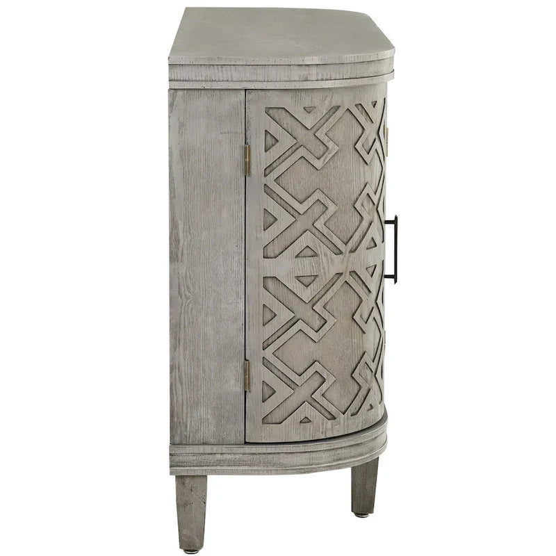 Bahut de rangement d'appoint, meuble en bois avec portes à motifs antiques pour couloir, entrée, salon