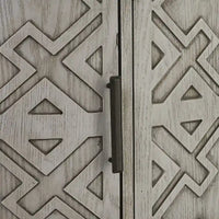 Bahut de rangement d'appoint, meuble en bois avec portes à motifs antiques pour couloir, entrée, salon