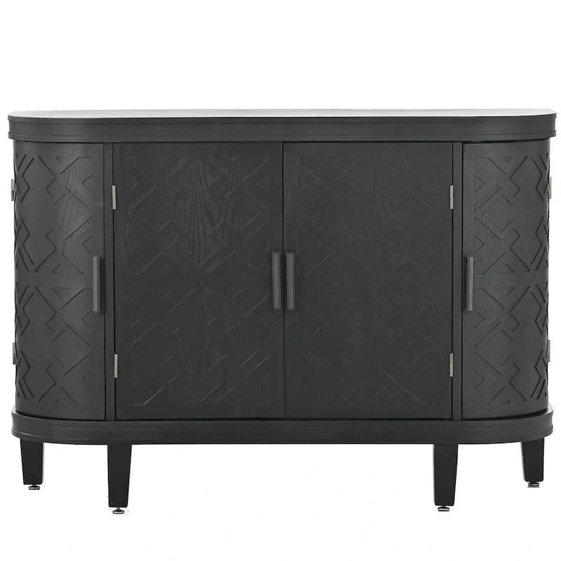 Bahut de rangement d'appoint, meuble en bois avec portes à motifs antiques pour couloir, entrée, salon