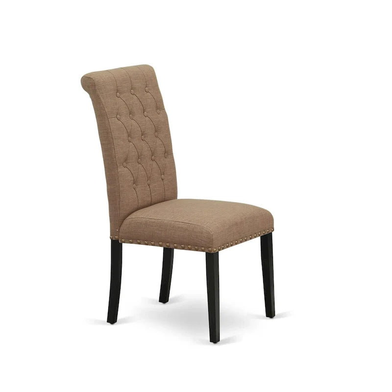 Ensemble de salle à manger 11 pièces East West Furniture - une table à manger et 10 chaises en tissu lin sable clair (options de finition)