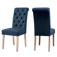 Subrtex (lot de 2) chaise de salle à manger Parsons rembourrée en lin à boutons