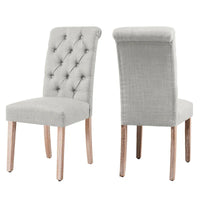 Subrtex (lot de 2) chaise de salle à manger Parsons rembourrée en lin à boutons