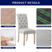 Subrtex (lot de 2) chaise de salle à manger Parsons rembourrée en lin à boutons