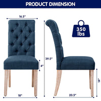 Subrtex (lot de 2) chaise de salle à manger Parsons rembourrée en lin à boutons