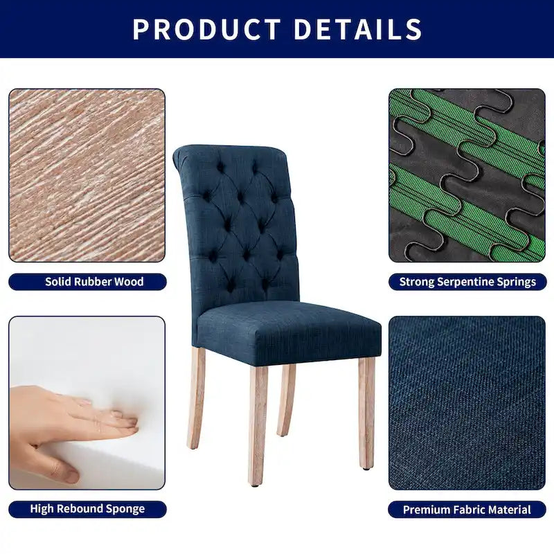 Subrtex (lot de 2) chaise de salle à manger Parsons rembourrée en lin à boutons