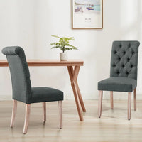 Subrtex (lot de 2) chaise de salle à manger Parsons rembourrée en lin à boutons