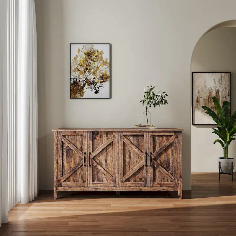 Armoire de rangement sur pied de 59 po avec 4 portes buffet