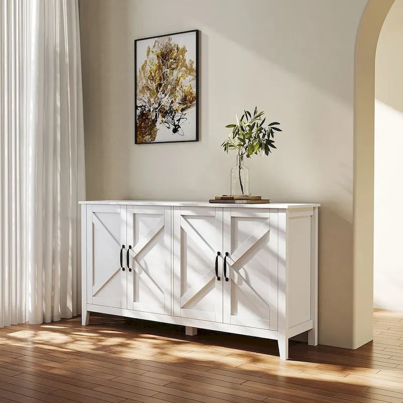 Armoire de rangement sur pied de 59 po avec 4 portes buffet