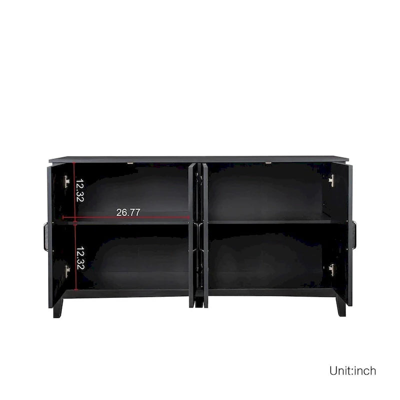 Armoire de rangement sur pied de 59 po avec 4 portes buffet