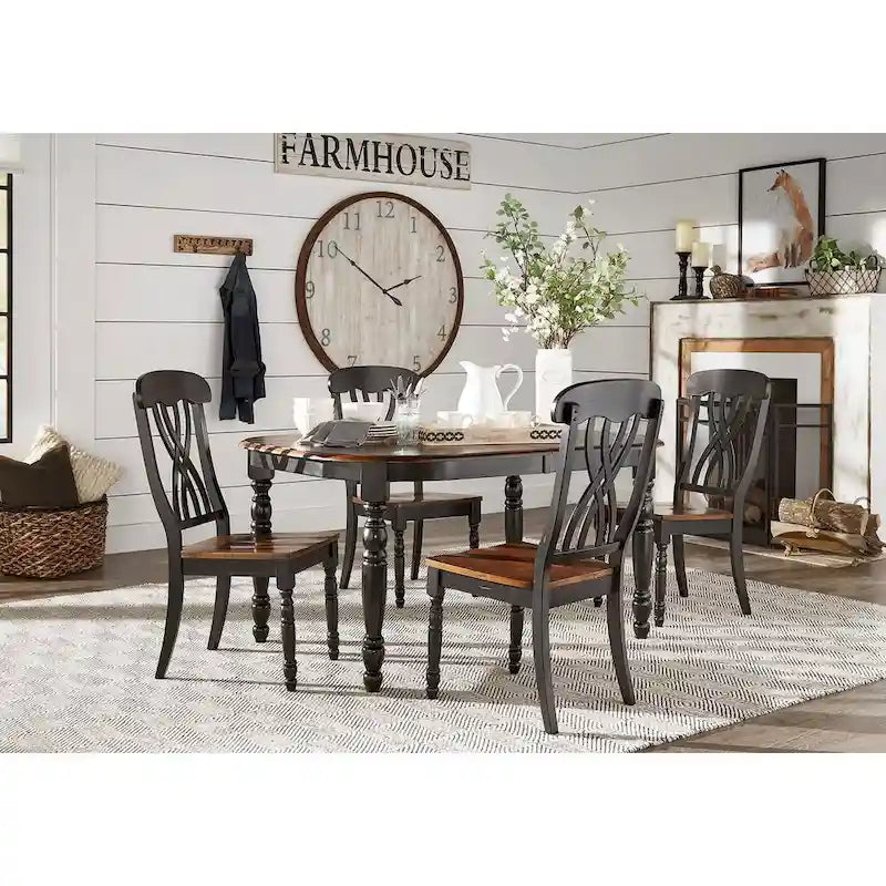 Table à manger bicolore antique champêtre Mackenzie par iNSPIRE Q Classic