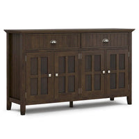 Grand buffet de rangement rectangulaire transitionnel en bois massif WYNDENHALL Normandy de 60 po de large en brun brunette