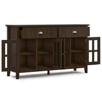 Grand buffet de rangement rectangulaire transitionnel en bois massif WYNDENHALL Normandy de 60 po de large en brun brunette