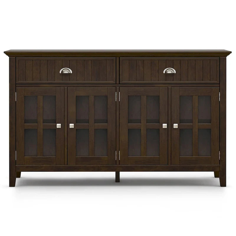 Grand buffet de rangement rectangulaire transitionnel en bois massif WYNDENHALL Normandy de 60 po de large en brun brunette