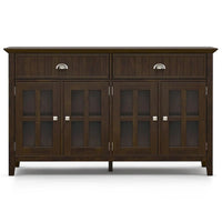 Grand buffet de rangement rectangulaire transitionnel en bois massif WYNDENHALL Normandy de 60 po de large en brun brunette