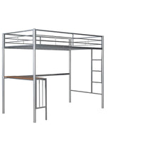Lit mezzanine métallique avec bureau, échelle et garde-corps