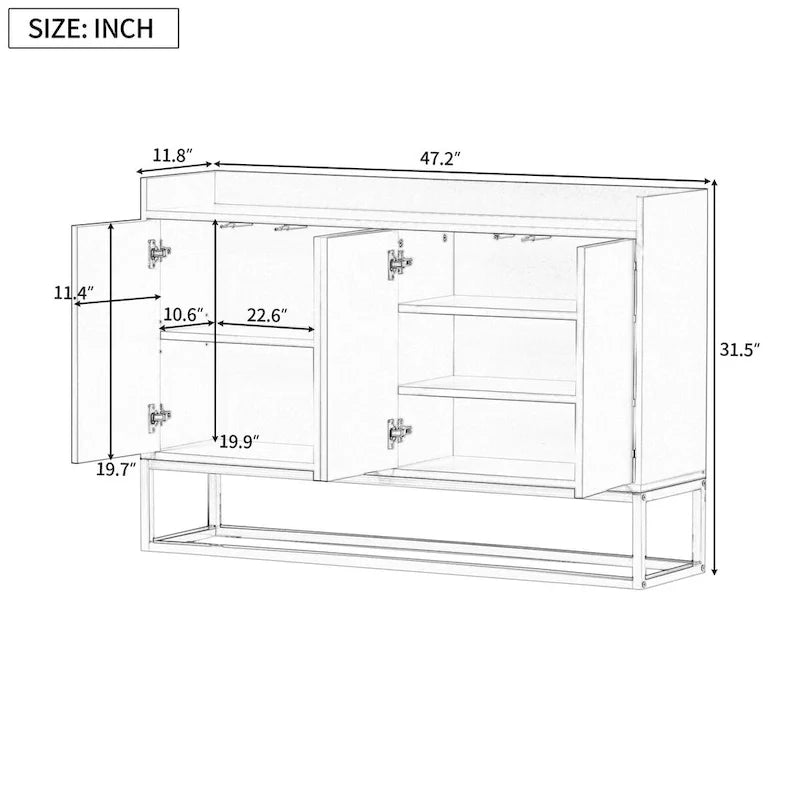 Meuble buffet avec grand espace de rangement - 60 L x 15,7 P x 33,8 H