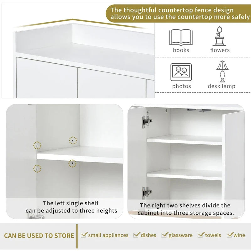 Meuble buffet avec grand espace de rangement - 60 L x 15,7 P x 33,8 H