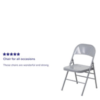 Lot de 4 chaises pliantes en métal à triple renfort et double charnière