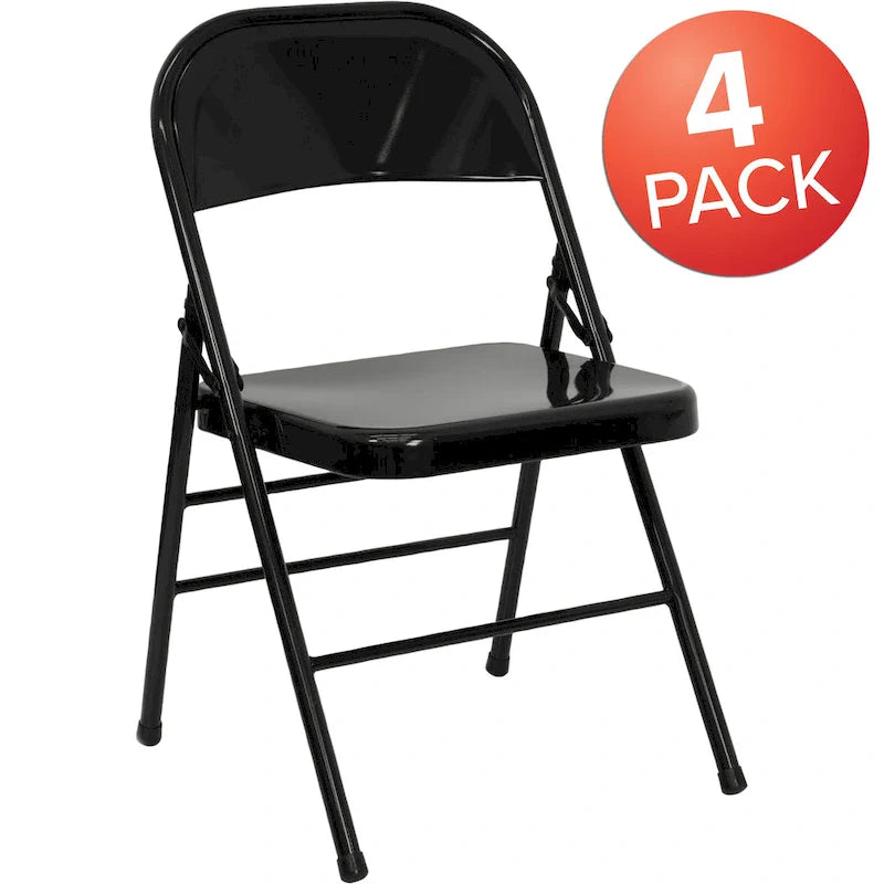 Lot de 4 chaises pliantes en métal à triple renfort et double charnière