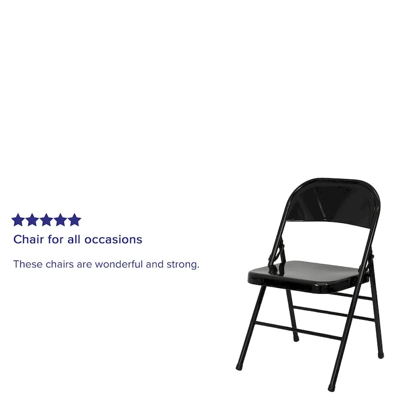 Lot de 4 chaises pliantes en métal à triple renfort et double charnière