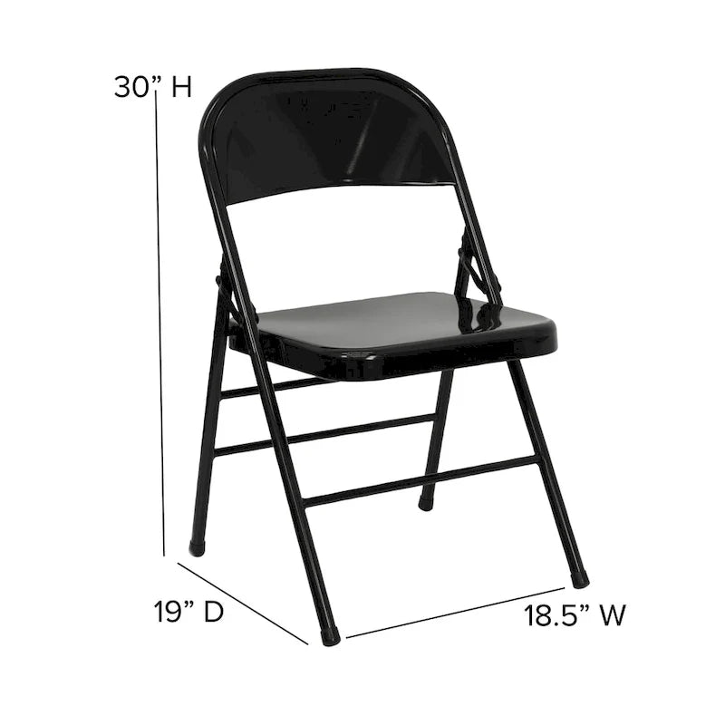 Lot de 4 chaises pliantes en métal à triple renfort et double charnière