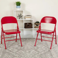 Lot de 4 chaises pliantes en métal à triple renfort et double charnière