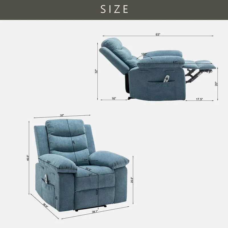 Fauteuil Inclinable Électrique GEITIN avec Fonction Massage Réglable et Système de Chauffage