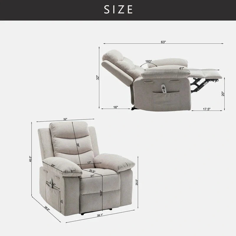 Fauteuil Inclinable Électrique GEITIN avec Fonction Massage Réglable et Système de Chauffage