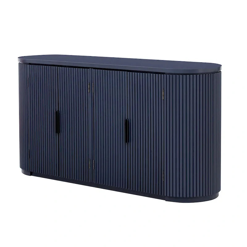 Meuble de rangement vertical rayé avec poignées métalliques, réglable, adapté au bureau, à l'entrée et au salon