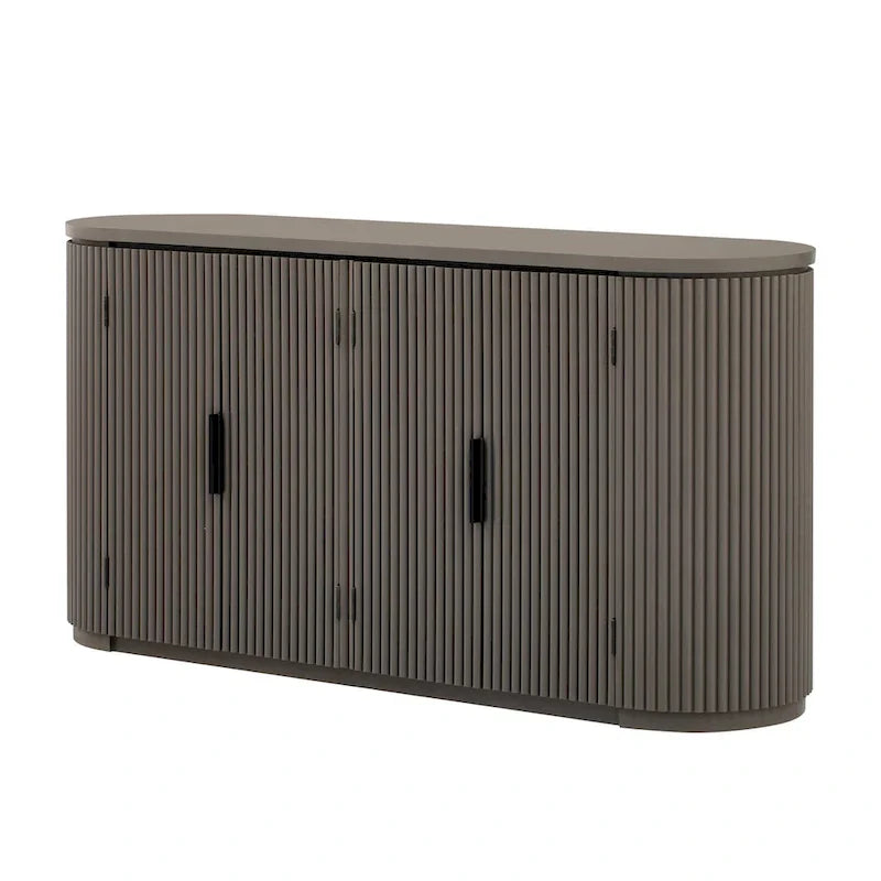 Meuble de rangement vertical rayé avec poignées métalliques, réglable, adapté au bureau, à l'entrée et au salon