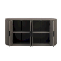 Meuble de rangement vertical rayé avec poignées métalliques, réglable, adapté au bureau, à l'entrée et au salon