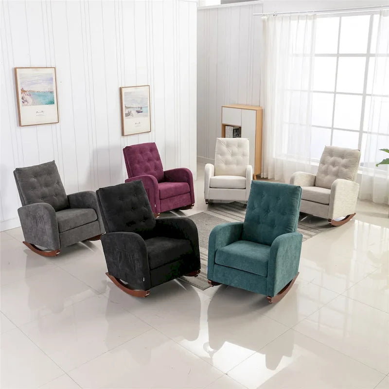 Chaise berçante à dossier haut pour chambre d'enfant, fauteuil à assise rembourrée