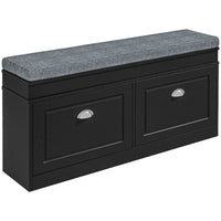 Banc range-chaussures avec coussin, 2 tiroirs et étagère réglable
