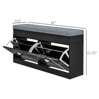 Banc range-chaussures avec coussin, 2 tiroirs et étagère réglable