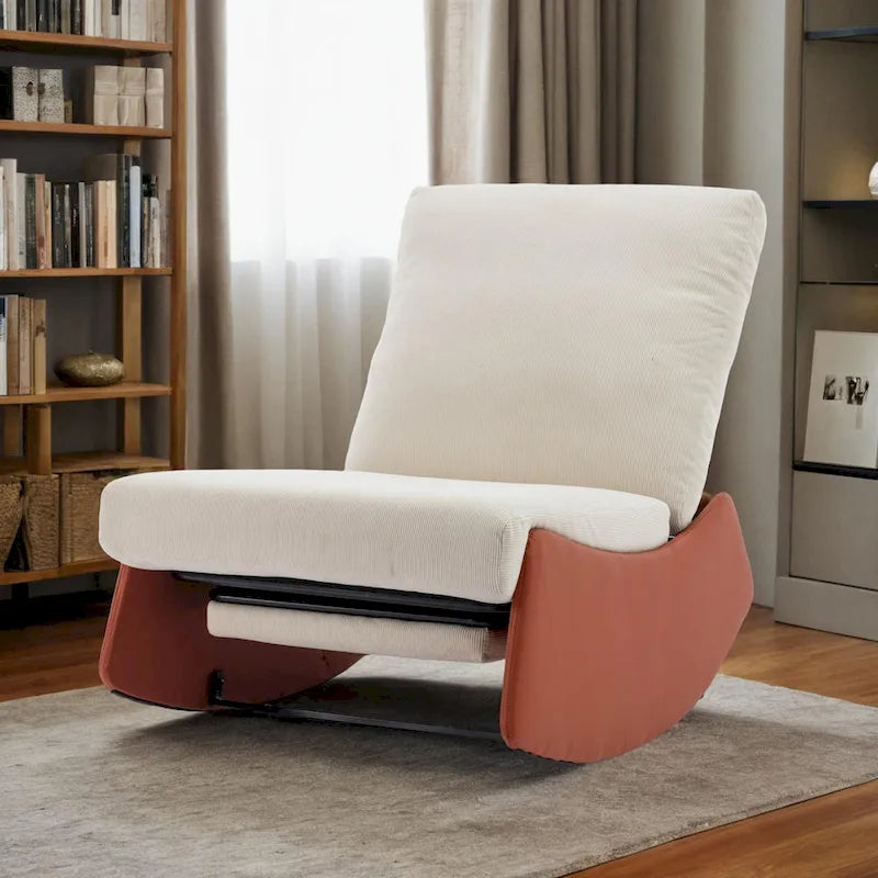 Fauteuil à bascule inclinable moderne, fauteuil à bascule confortable pour chambre de bébé avec repose-pieds, fauteuil de lecture d'appoint, fauteuil de salon rembourré