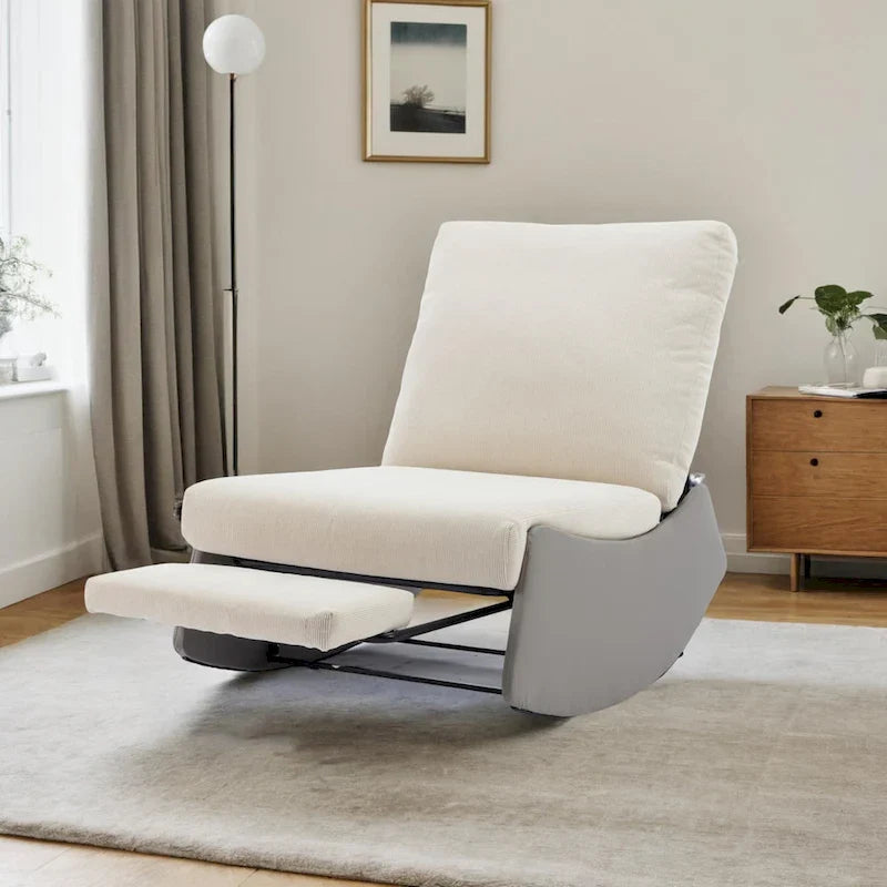 Chaise berçante inclinable moderne, fauteuil berçant confortable pour chambre de bébé avec repose-pieds, fauteuil de lecture d'appoint, fauteuil de détente rembourré