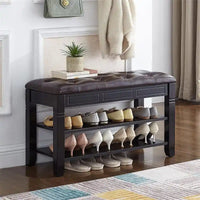 Banc de rangement pour chaussures avec coussin - 31,5P x 13,8L x 18,9H