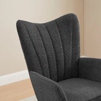 Chaise berçante de chambre d'enfant VANOMi 26,77 po de large en bouclé rembourrée avec pieds en bois (lot de 2)