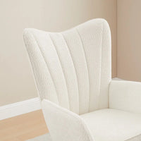 Chaise berçante de chambre d'enfant VANOMi 26,77 po de large en bouclé rembourrée avec pieds en bois (lot de 2)